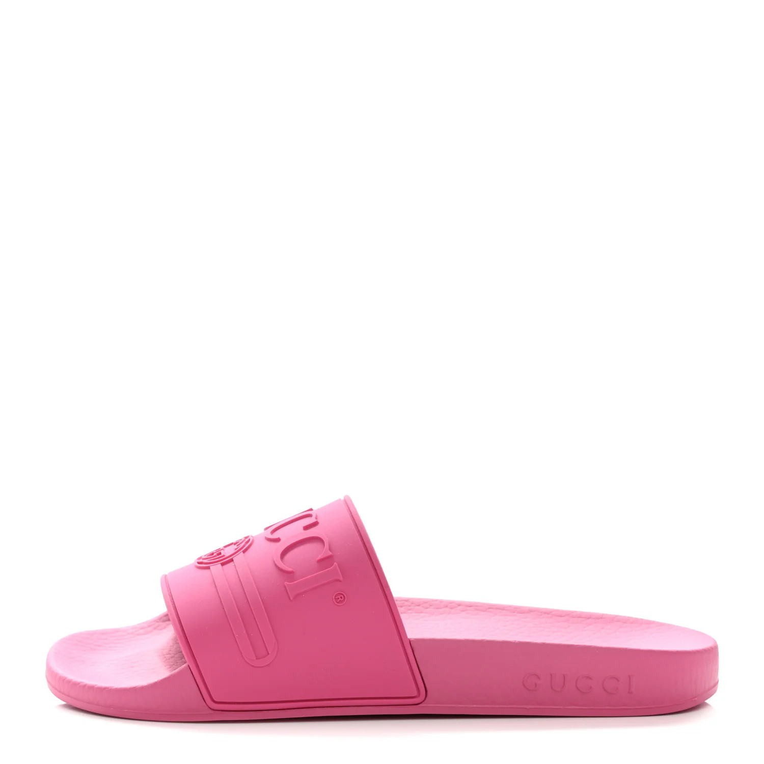GUCCI Rubber Womens Logo Slide Sandals 37 Fuchsia | FASHIONPHILE (US)
