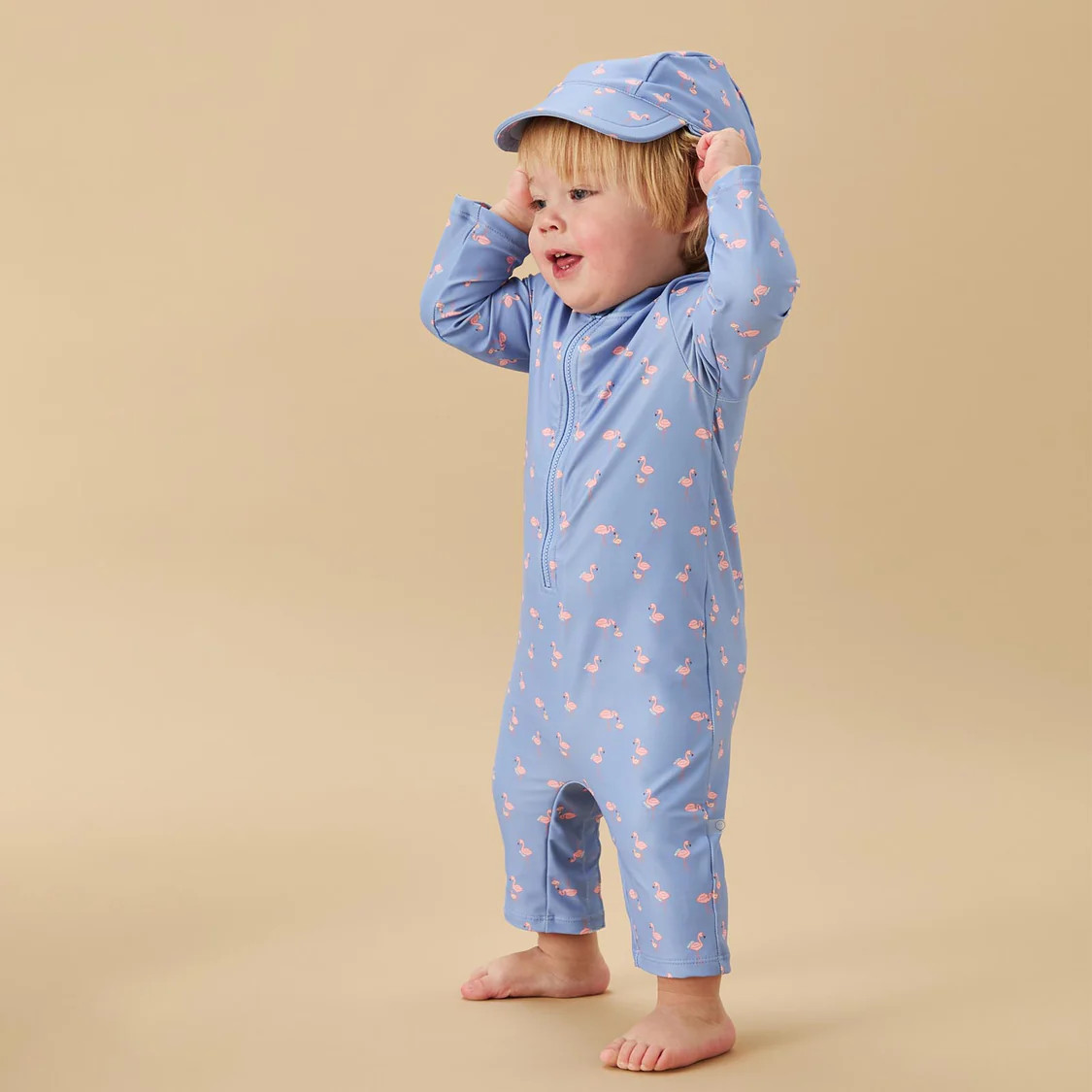 Flamingo One-Piece Rashguard & Hat | Baby Mori (US)