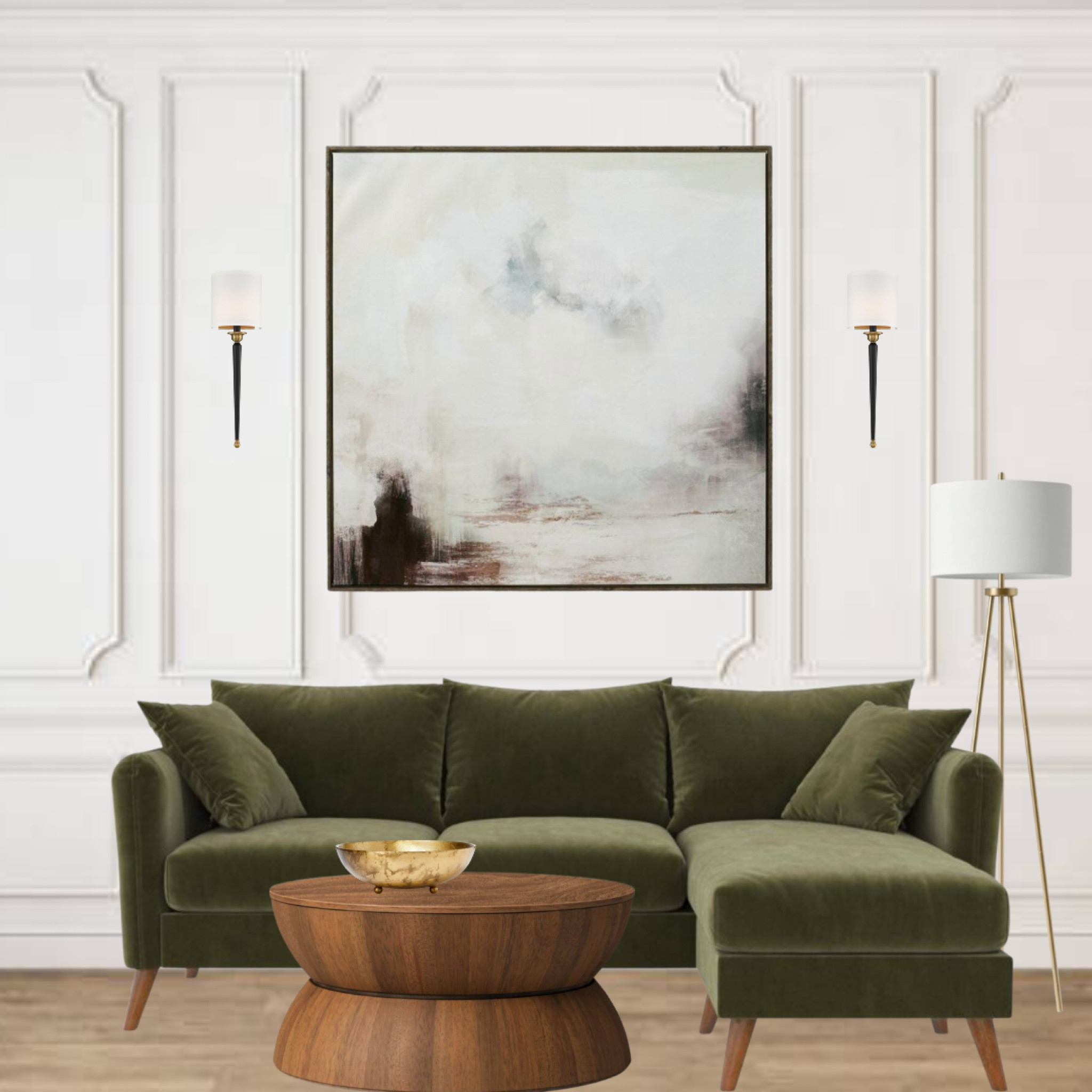 Magnolia Sectional Sofa With Pillows Light Gray Velvet - Novogratz