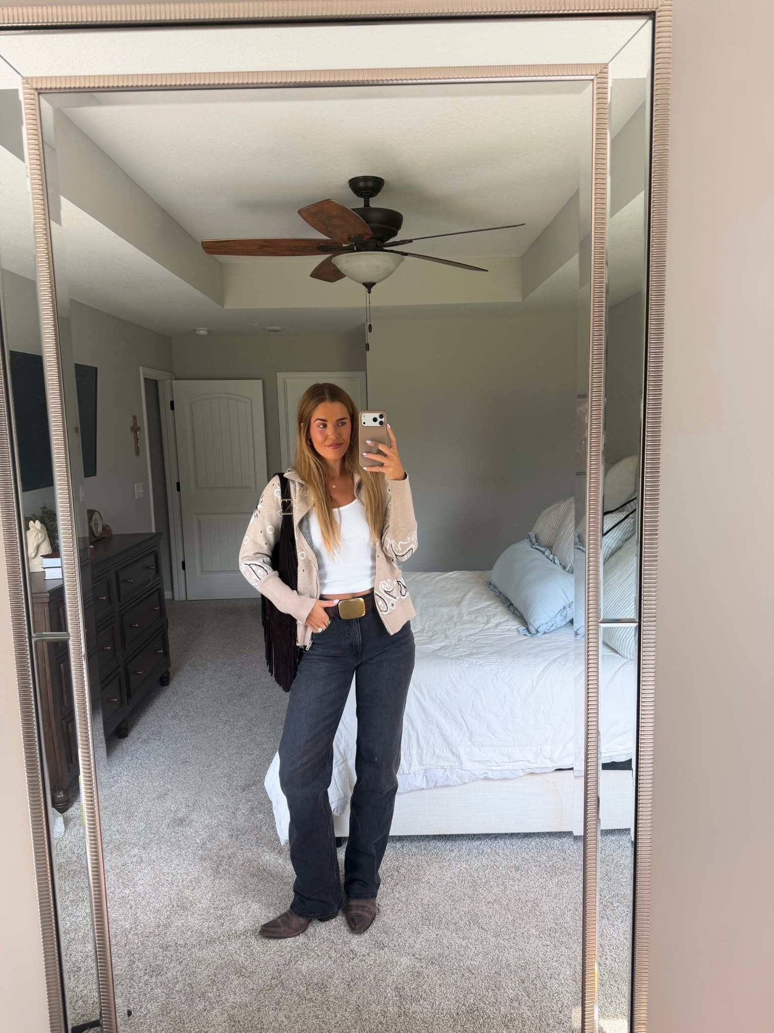 size medium in amazon cardigan, size 26 extra long in jeans, boots and belt true to size

#LTKgrwm #LTKootd #LTKSeasonal