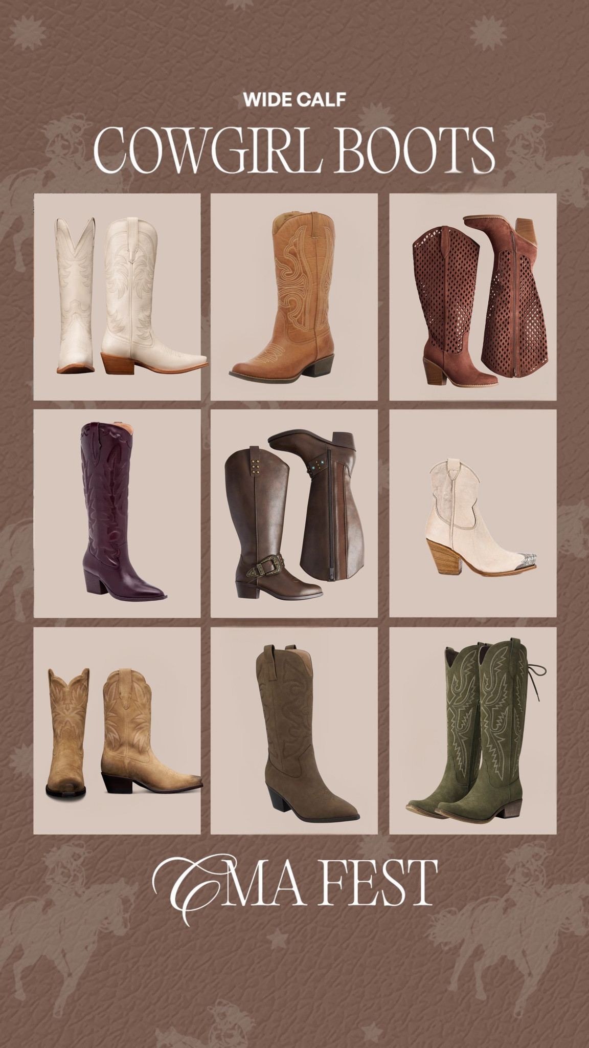 Wide calf cowgirl boots🤎🤠 I have the hardest time finding cute boots that fit my 18’ calves but I have some of these and the rest are wide or extra wide!!!

#LTKMidsize