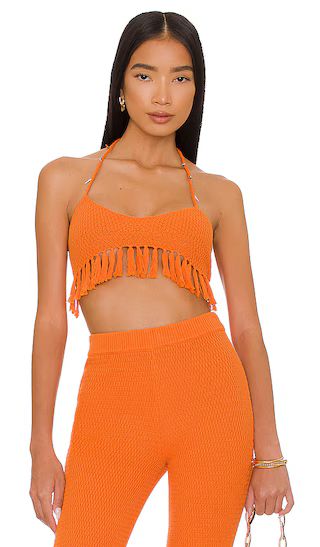 Devitta Crop Top w/ Fringe in Tangerine | Revolve Clothing (Global)