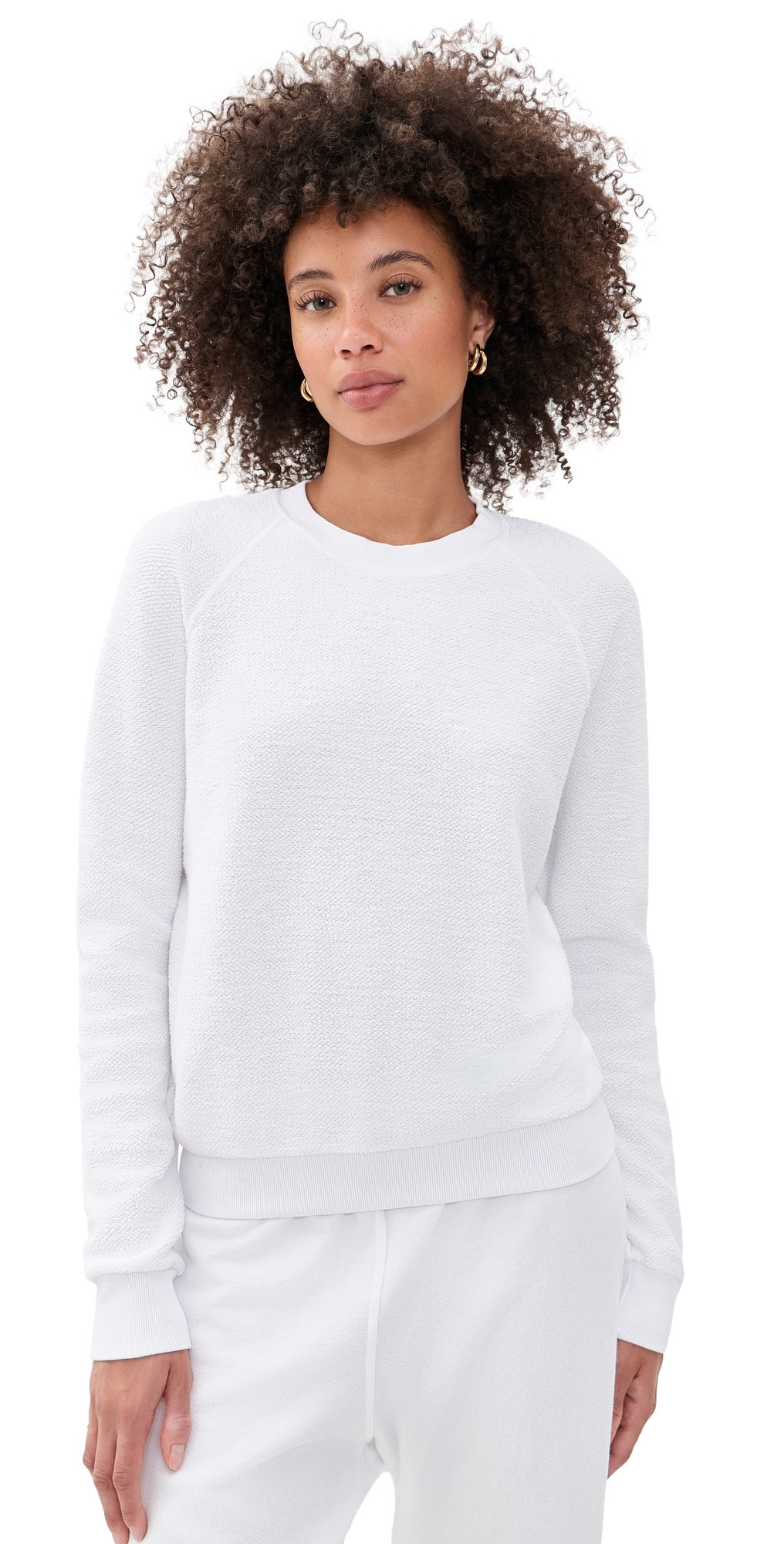 perfectwhitetee Ziggy Inside Out Fleece Long Sleeve Crew Neck Sweatshirt White S | Shopbop