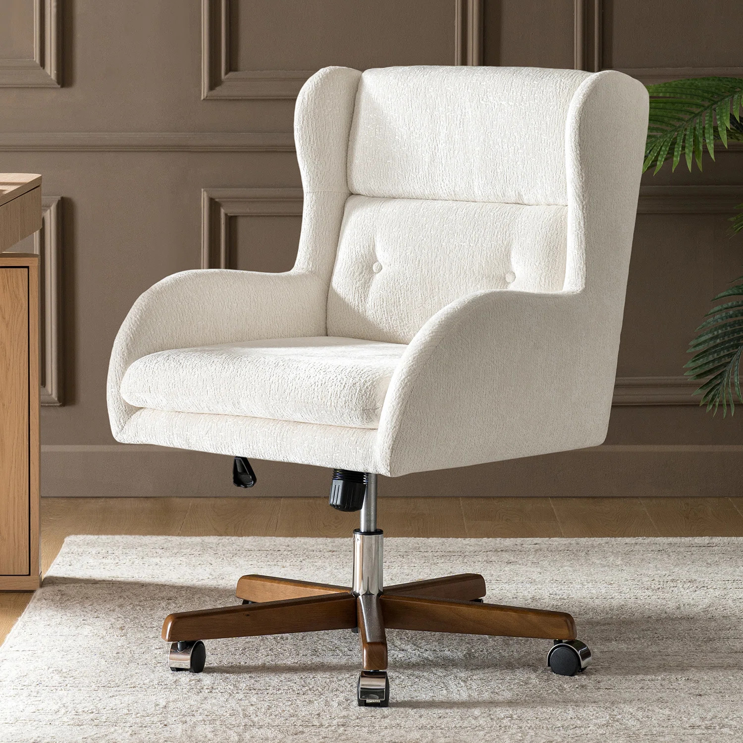 Caden Miriam Modern Wingback Chenille Swivel Tilting Simple Assembly Office Chair | Wayfair North America