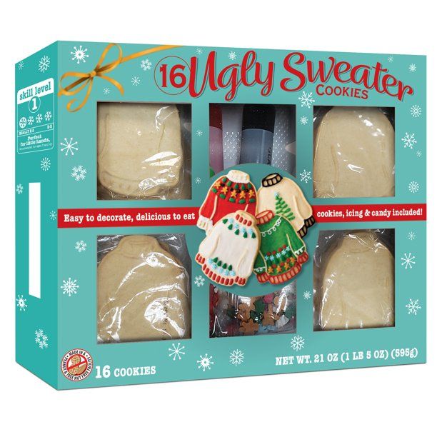 Create a Treat Ugly Sweater Vanilla Cookie Kit, 36.6 oz, 16 Count - Walmart.com | Walmart (US)