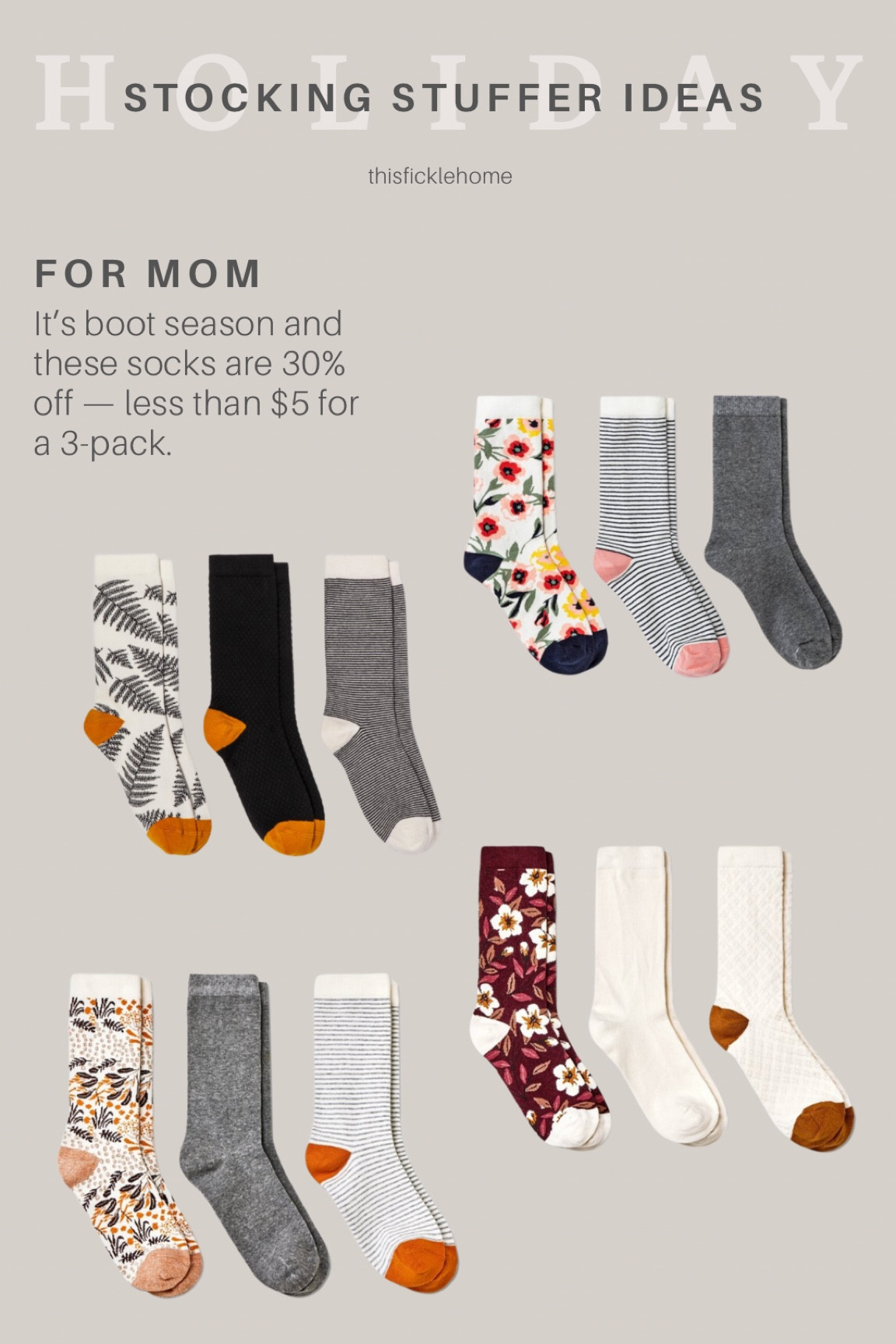 Socks, patterned socks for women, socks for boots, stocking stuffed ideas for her.

#LTKbeauty #LTKGiftGuide #LTKsalealert