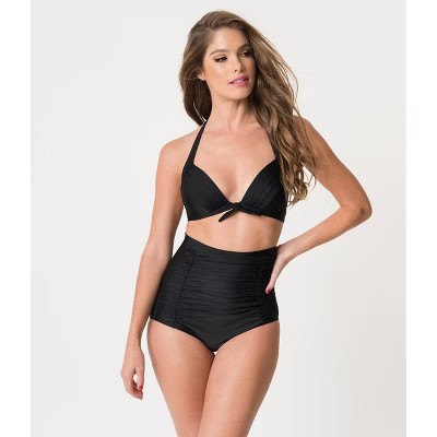 Unique Vintage Women's Monroe Bikini Top Black | Target
