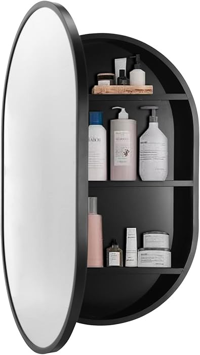 Movo 21 Inch x 31Inch Oval Medicine Cabinet Mirror Bathroom Wall Storage Cabinet Mirror Surface M... | Amazon (US)