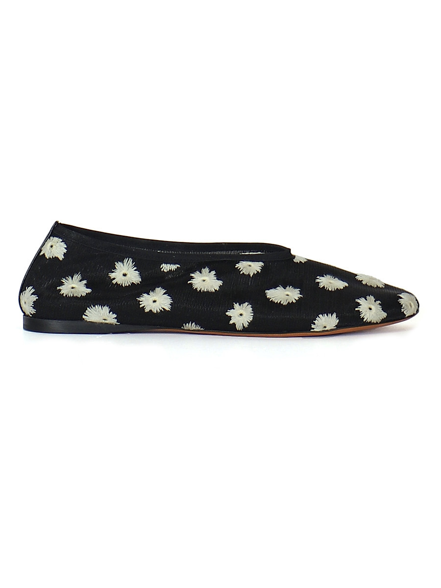 Women's Tee Embroidered Slipper Ballet Flats - Black Resin - Size 8.5 | Saks Fifth Avenue