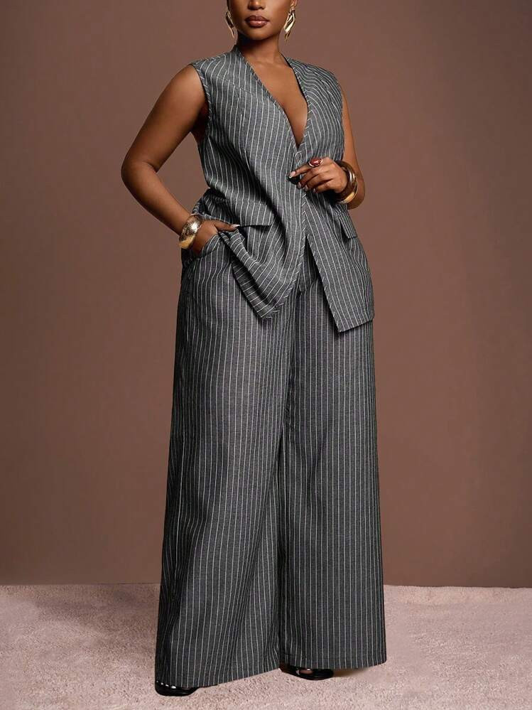 Veslaya 2025 Spring/Summer New Elegant Commute & Elegant Party & Date & Dignified Gray & White St... | SHEIN