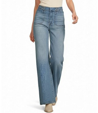 Vintage Wash High Rise Wide Leg Denim Jeans | Dillard's