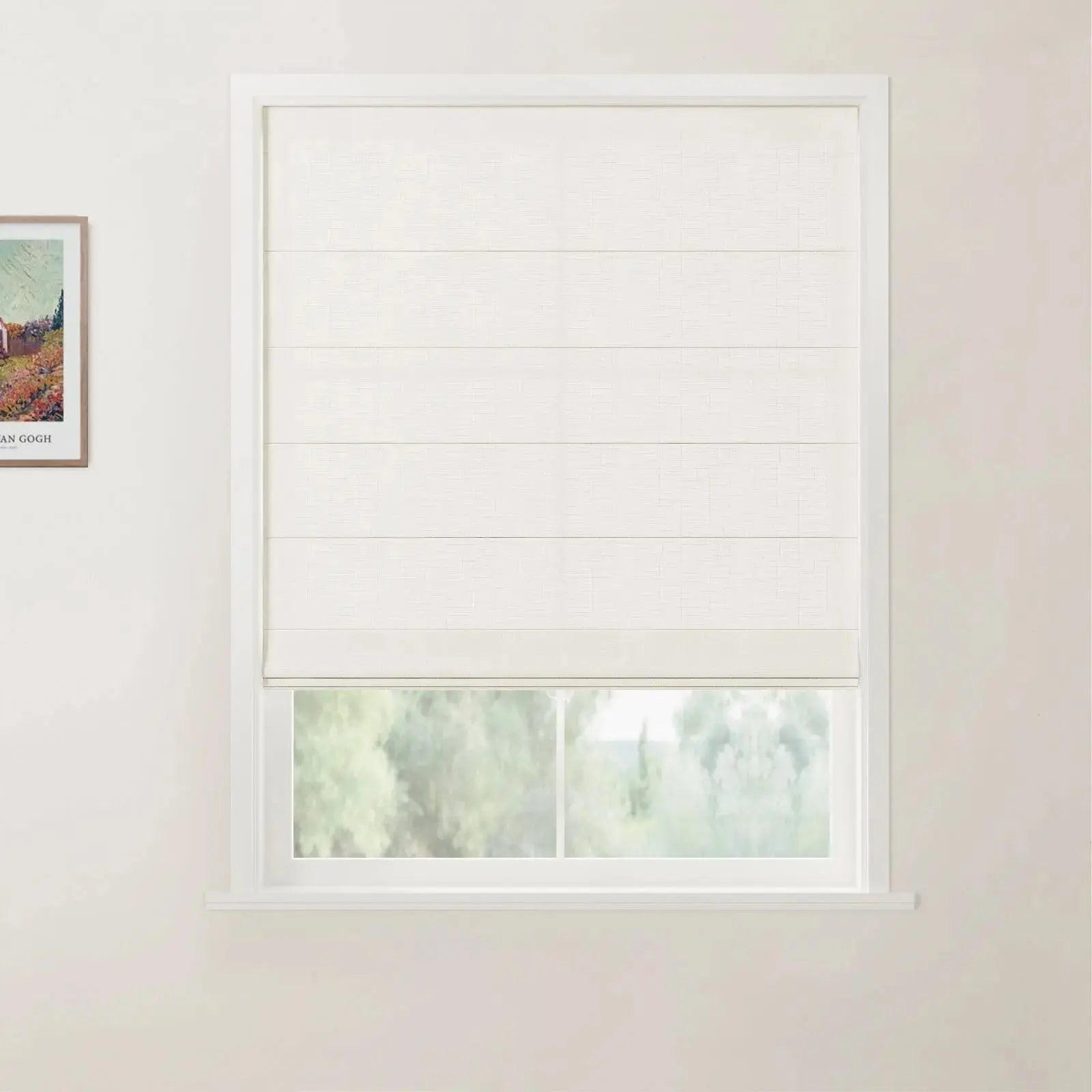 Patti Linen Flat Fold Roman Shade Cordless - Natural B316 | TWOPAGES