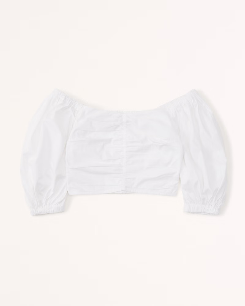 Women's Off-The-Shoulder Poplin Puff Sleeve Top | Women's Clearance | Abercrombie.com | Abercrombie & Fitch (US)