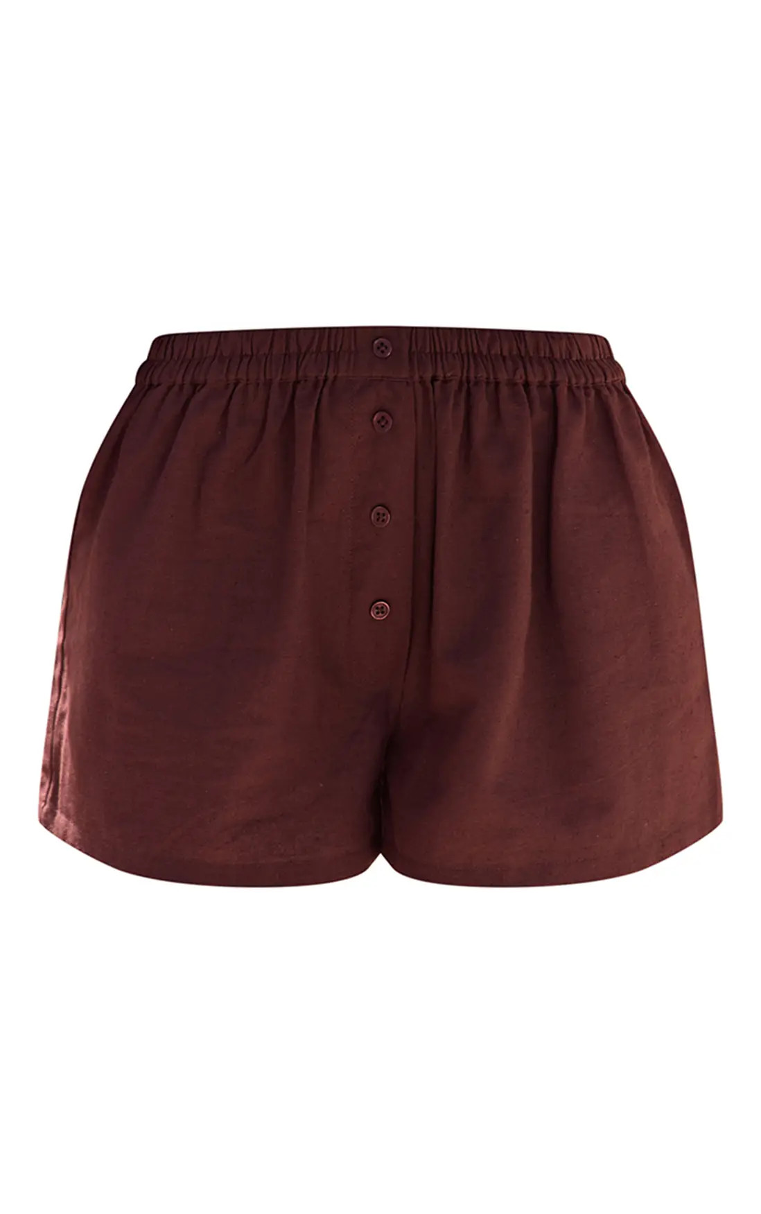 Dark Brown Cotton Tailored Shorts | PrettyLittleThing UK