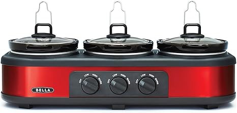BELLA Triple Slow Cooker and Buffet Server, 3 x 1.5 QT Manual Red | Amazon (US)