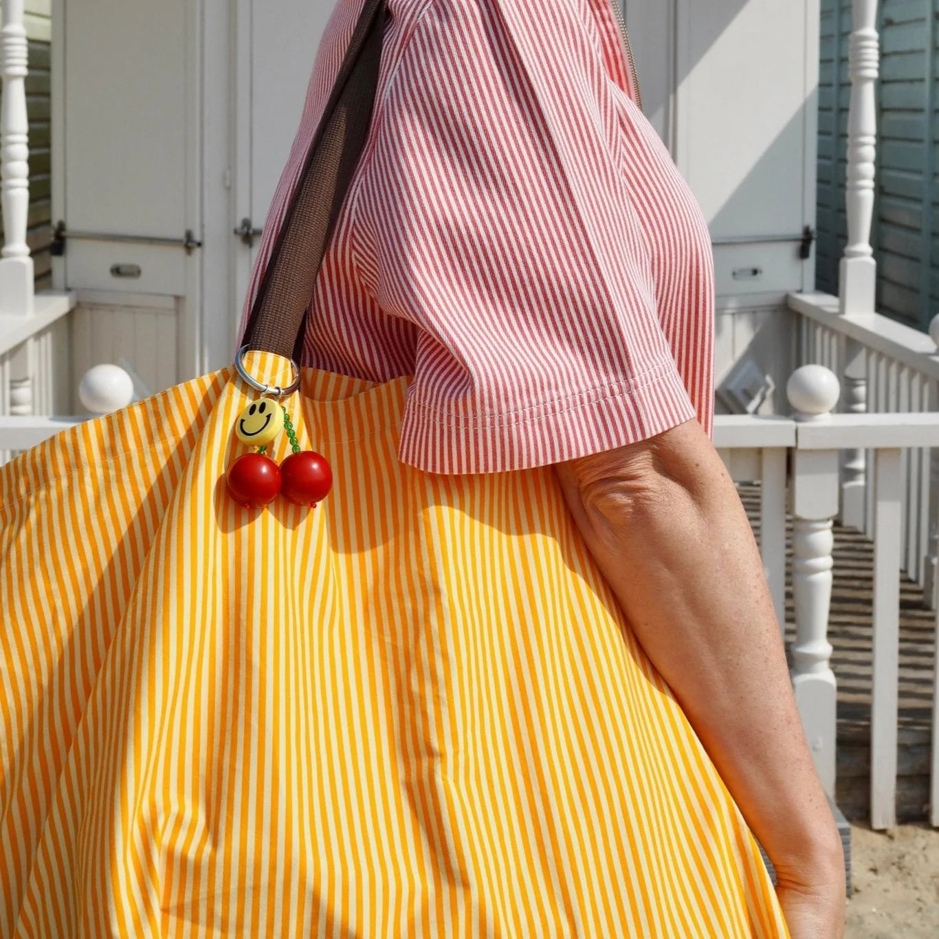 Emma Paton Yellow Striped Contents Bag | The Contents Bag
