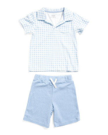 Toddler Boys 2pc Gingham Terry Short Sleeve Top And Shorts Set | Easter Gifts | Marshalls | Marshalls