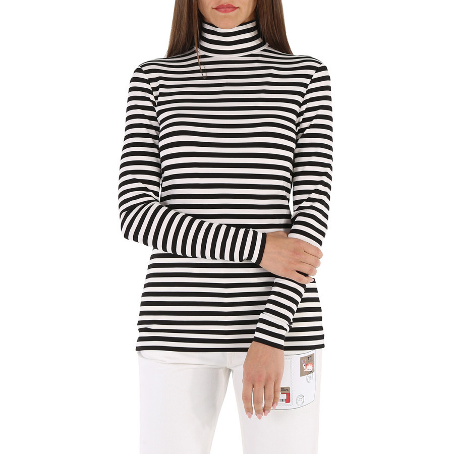 Burberry Ladies Black Striped Stretch Jersey Turtleneck Top | Jomashop.com & JomaDeals.com
