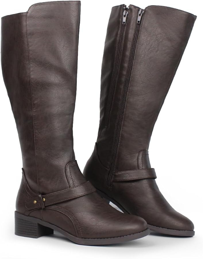 Hawkwell Damen-Reitstiefel mit breiter Wade und doppeltem Reißverschluss | Amazon (DE)