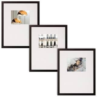 Instapoints Gallery Wall Set with Offset Mat and Hanging Template Black Picture Frame (Set of 3) ... | The Home Depot