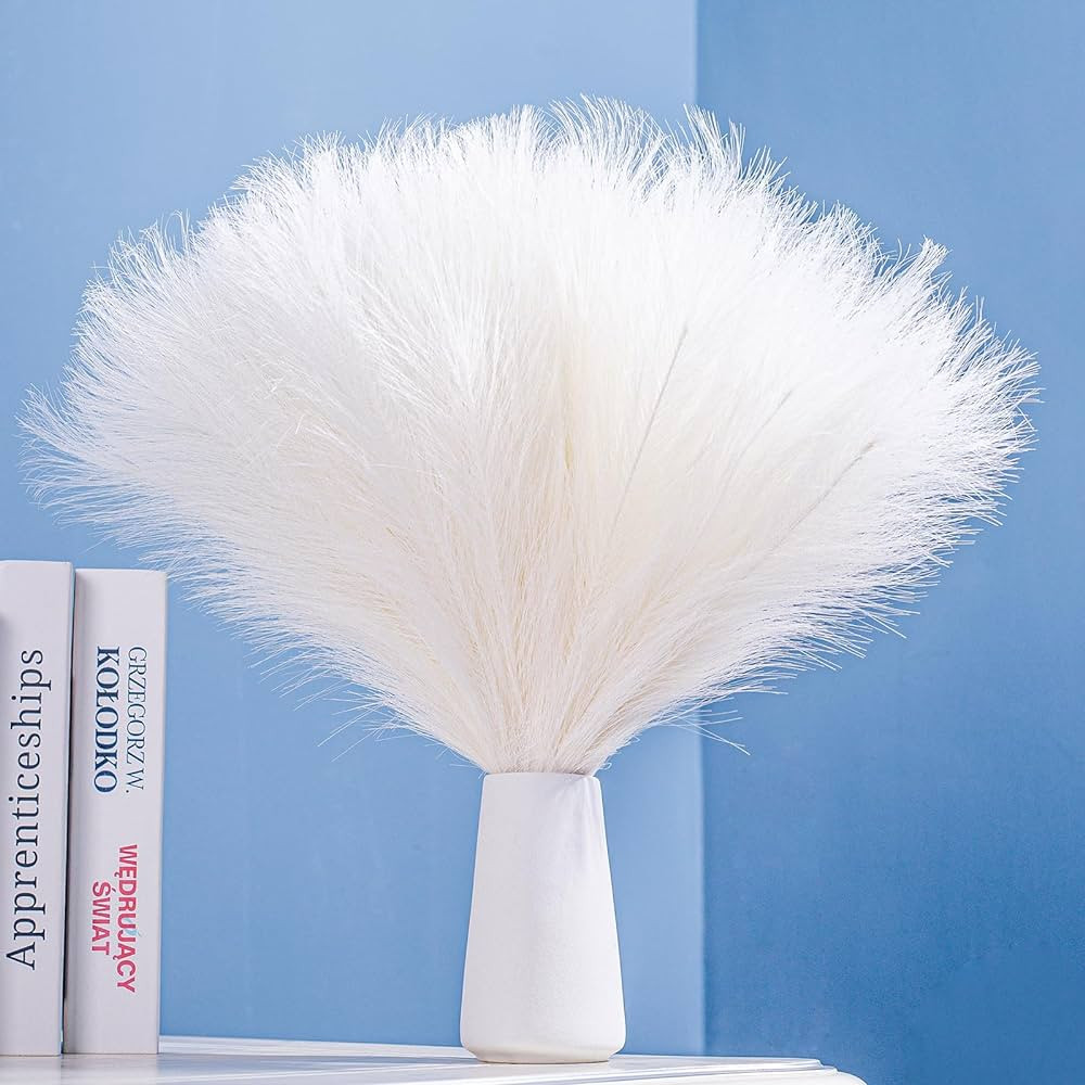 Bnecnet 10 Stems White Pampas Grass Fluffy - 17.7" Faux Pampas Grass Decor Small Pampas Grass Flu... | Amazon (US)