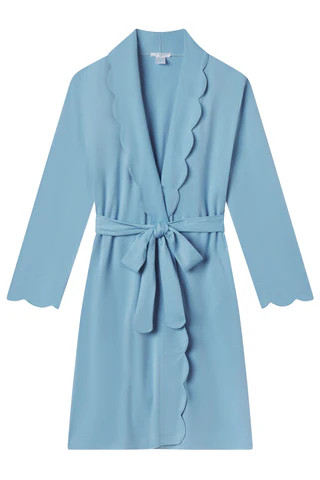 Pima Scallop Robe in Baltic Blue | Lake Pajamas