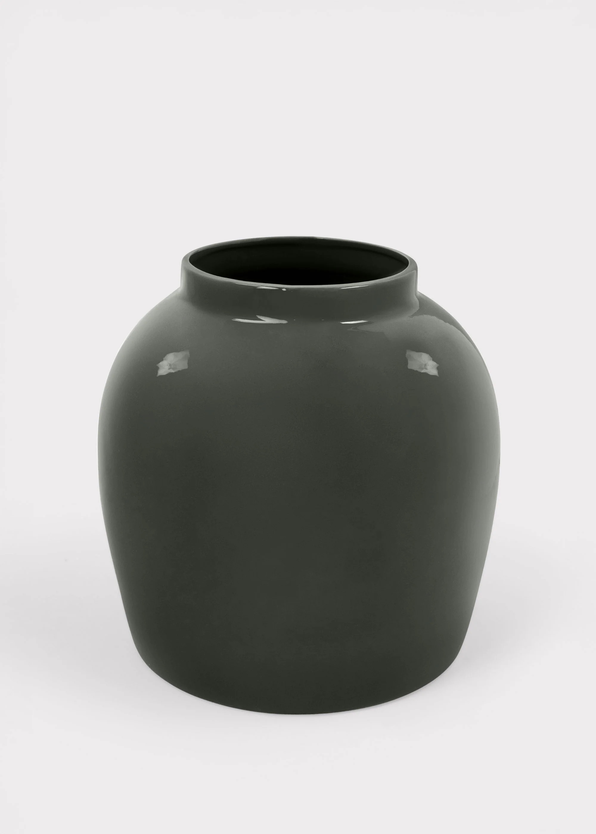 Ceramic Jar Vase in Glossy Smoked Taupe - 11" | Afloral | Afloral