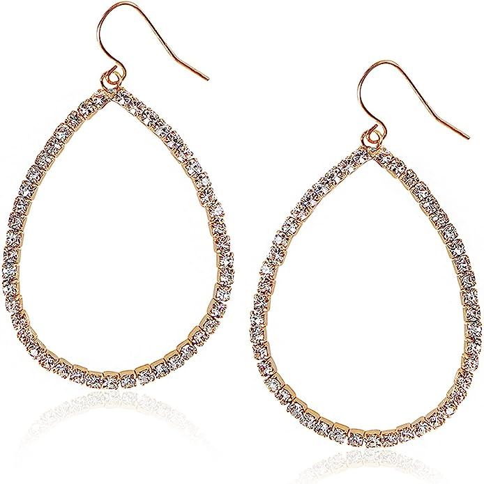 Humble Chic Simulated Diamond Teardrop Dangle Earrings For Women - Gold or Silver Tone with Cubic... | Amazon (US)