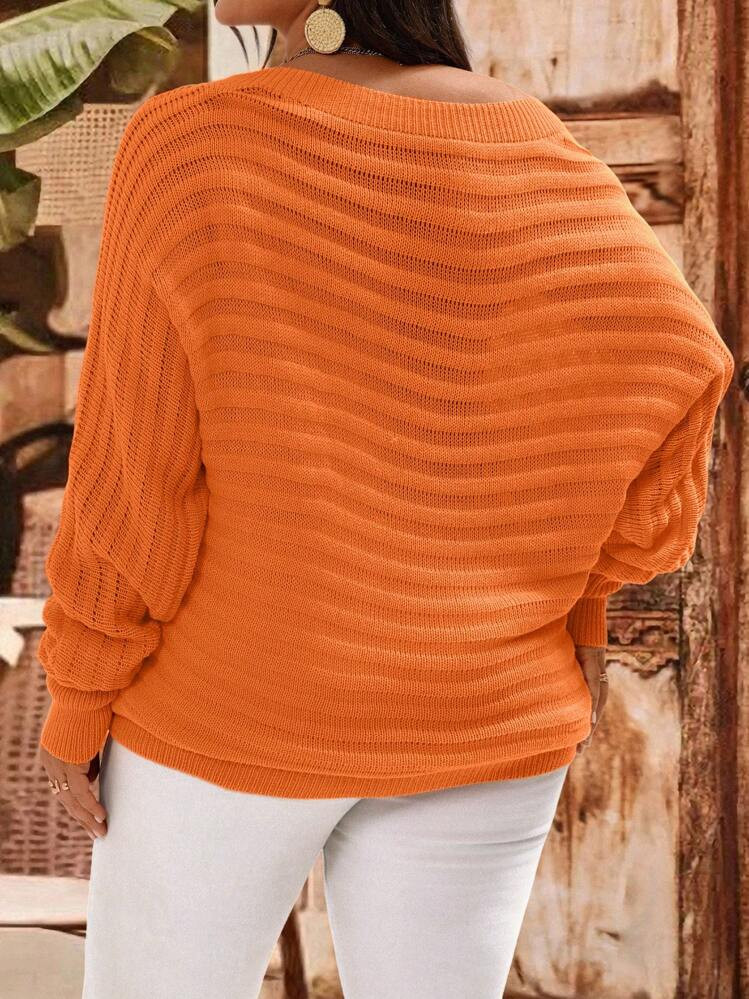 Batwing Sleeve Loose Pullover Sweater | SHEIN