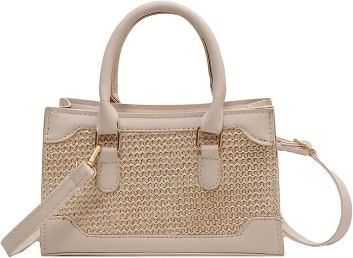 Women Weaving Handbags Top Handle Satchel Purse Shoulder Bag PU Leather Messenger Work Bag for La... | Amazon (US)