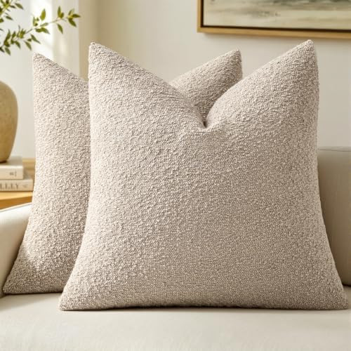 MIULEE 20x20 Decorative Lumbar Boucle Couch Pillow Covers Oatmeal | Amazon (US)