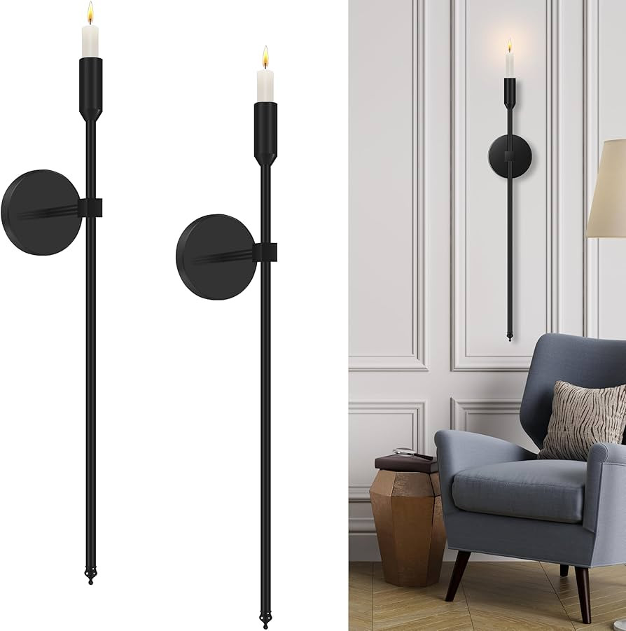 23-inch Large Wall Candle Sconces, Set of 2, Wall Mounted Candle Holder, Modern Chic Home Decor f... | Amazon (US)