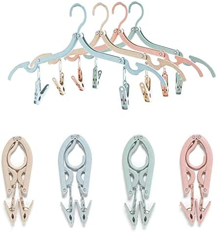 Collapsible Clothes Hangers 8 Pcs Portable Folding Clothes Hangers Travel Accessories for Outdoors A | Amazon (US)
