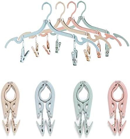 Collapsible Clothes Hangers 8 Pcs Portable Folding Clothes Hangers Travel Accessories for Outdoors A | Amazon (US)