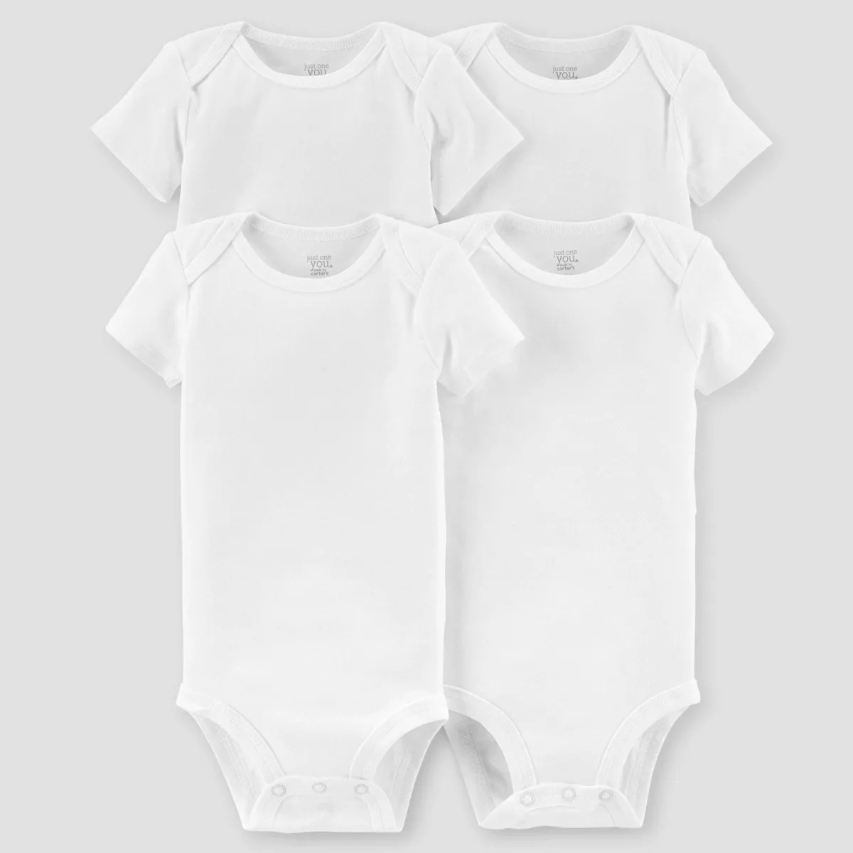 Carter's Just One You® Baby 4pk Short Sleeve Bodysuit - White 6M: Cotton Crew Neck, Tagless Desi... | Target
