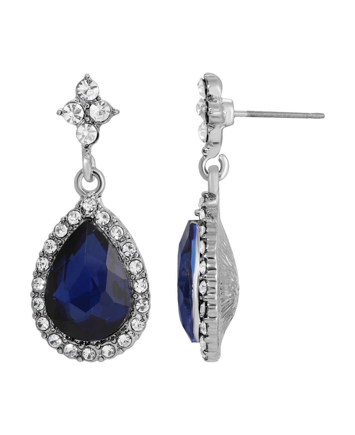 2028 Silver-Tone Blue Crystal Drop Earrings - Blue | Macy's
