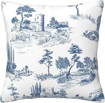 Atevke French jouy Blue White Throw Pillow Covers Pillow Cases 18x18 Decorative Pillow Cases Cush... | Amazon (US)