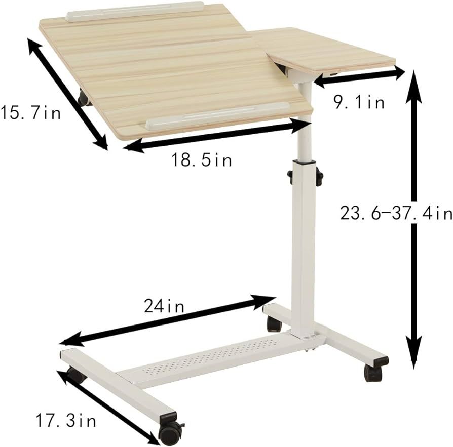 Tilting Overbed Table with Wheels Rolling Laptop Table Overbed Desk Rolling Laptop Stand Over Bed... | Amazon (US)