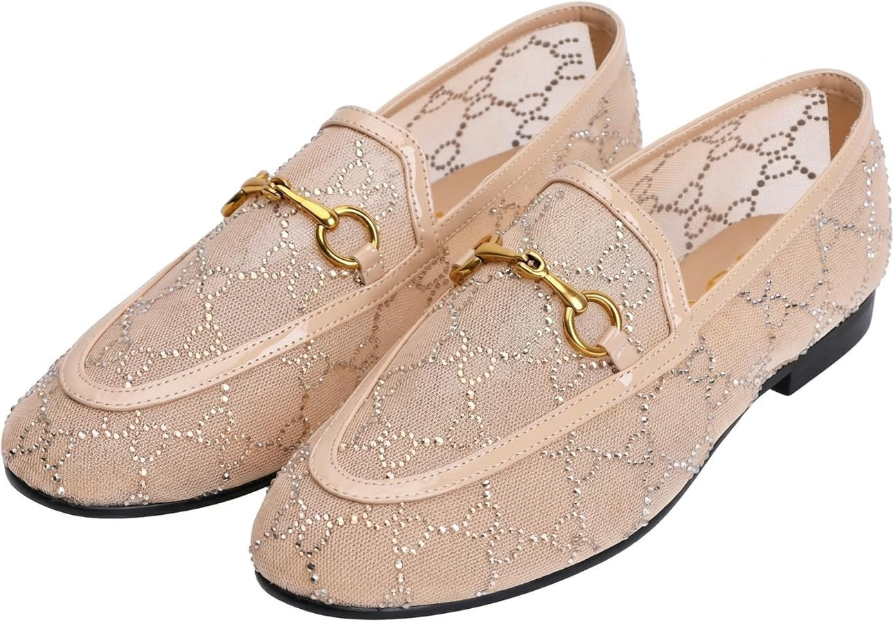 XOBZJH Women’s Mesh Loafers with Rhinestones – Breathable Hollow Out Dress Shoes, Sparkling H... | Amazon (US)