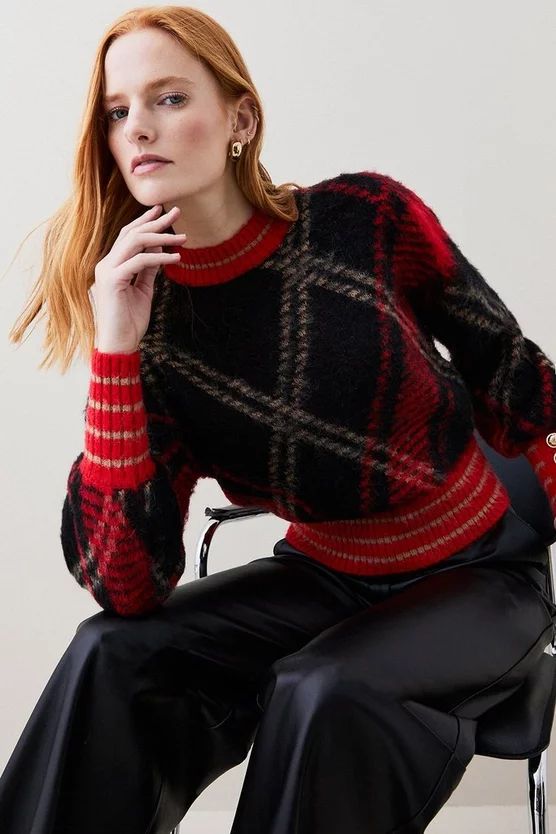Brushed Geo Knit Sweater | Karen Millen US