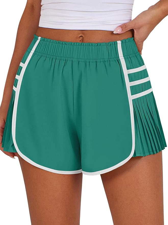 Caracilia Women's High Waisted Running Shorts, Flowy Pleated Athletic Tennis Workout Gym Sports S... | Amazon (US)