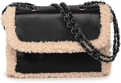 Fur Purse Fur Trim Purse Sherpa Fleece Fluffy Shoulder Bag Small Furry Fuzzy Soft Winter Fall Fla... | Amazon (US)