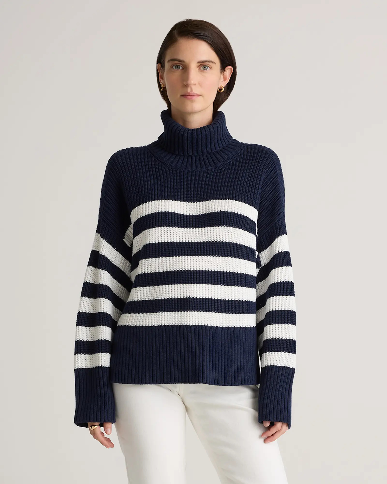 100% Organic Cotton Split Hem Turtleneck	Sweater | Quince