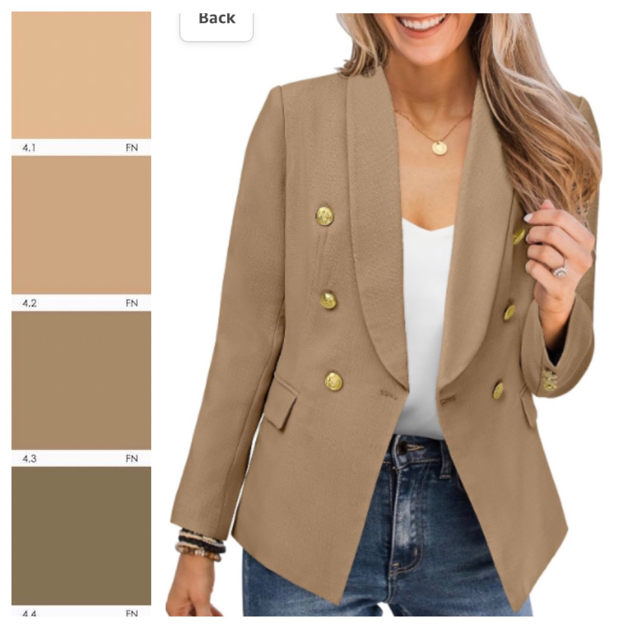 Elevated Casual Gold Button Blazer, Camel Color. Amazon find!

TCI #softautumn in person, this blazer is similar to 4.1FN and 4.2FN (website pic looks like 4.3 FN, but it is lighter)

#LTKSeasonal #LTKfindsunder50 #LTKstyletip