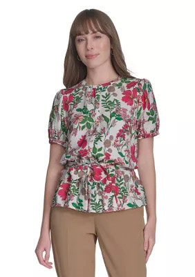 Tommy Hilfiger Women's Floral Belted Blouse | Belk