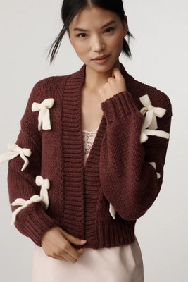The Alicia 3D Bow Crop Cardigan Sweater by Maeve | Anthropologie (US)