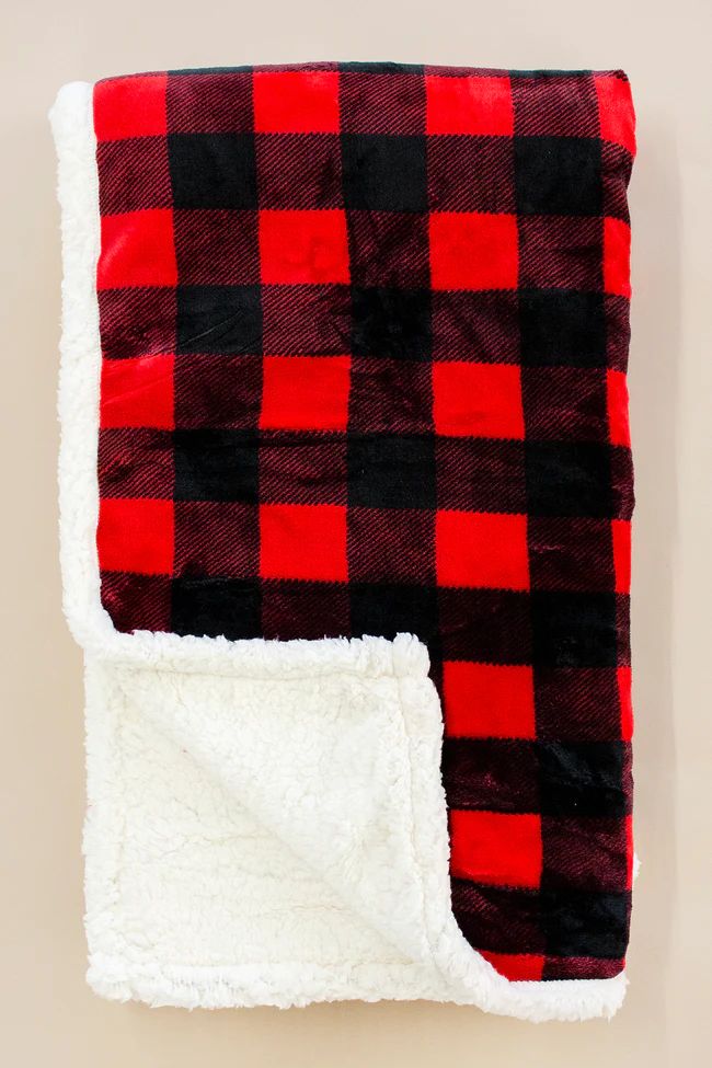 Calling Me Home Red Plaid Sherpa Blanket DOORBUSTER | The Pink Lily Boutique