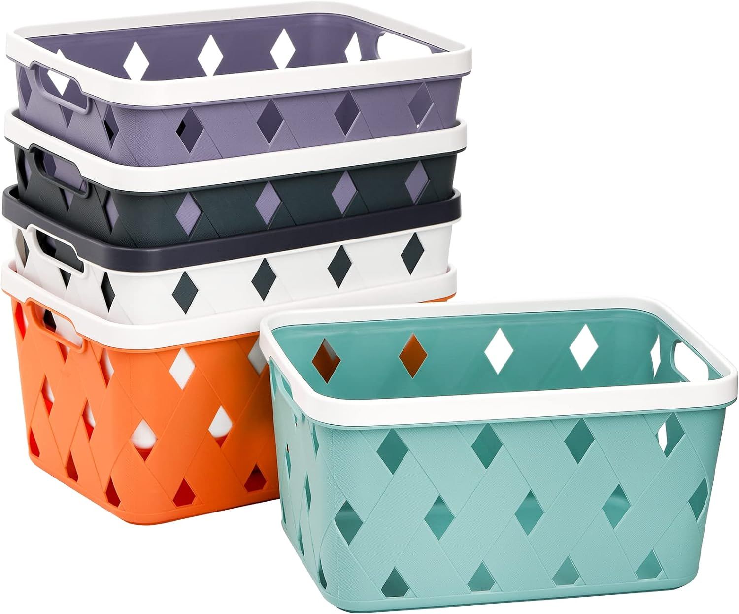Lyellfe 5 Pack Plastic Storage Basket, Small Shelf Basket for Organizing, Pantry Organizer Basket... | Amazon (US)