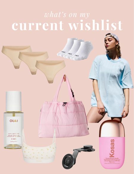 My current wishlist:

Favorite underwear and socks, a new FP tote, the best smelling hair & body mist, a car phone mount, and glowy sunscreen!