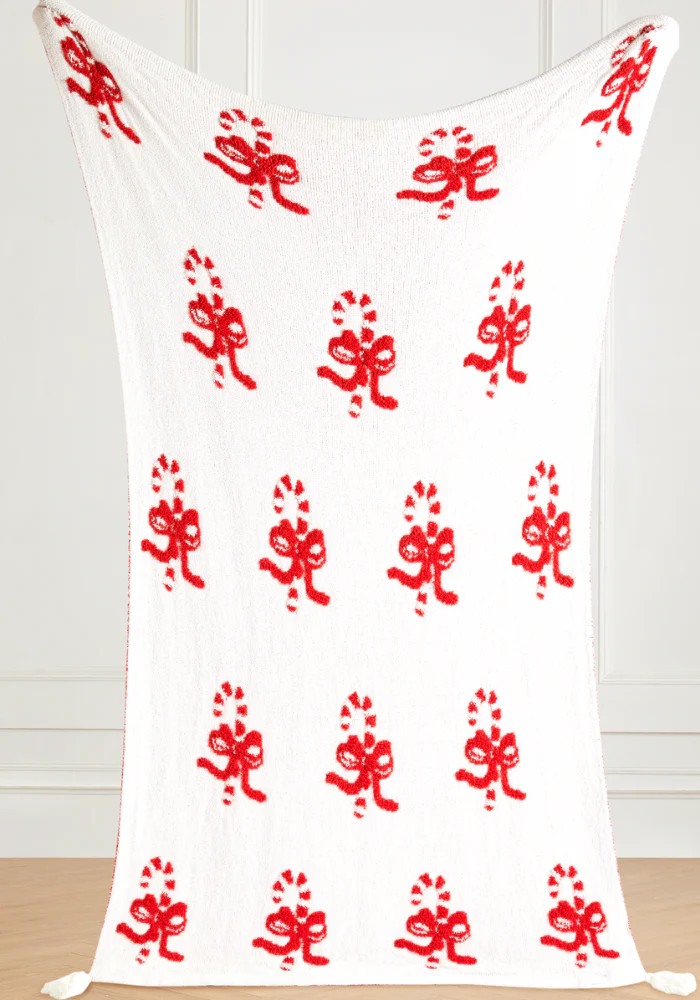 Candy Cane w/ Ribbon Buttery Blanket | The Styled Collection